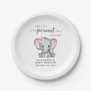 Plato De Papel Niña elefante linda ducha