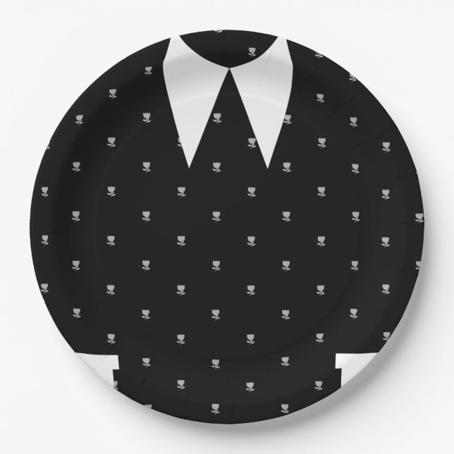 Plato De Papel Niña gótica con vestido negro Cumpleaños (Anverso)