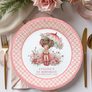Plato De Papel Niña Hada Caprichosa 4to Cumpleaños Rosa Rosado pa