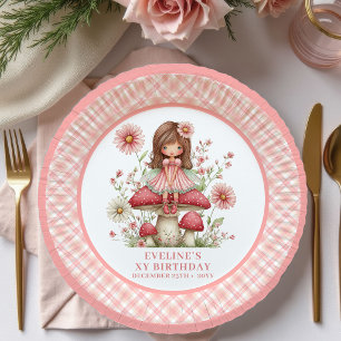 Plato De Papel Niña Hada Caprichosa Cumpleaños Rubor Floral papel