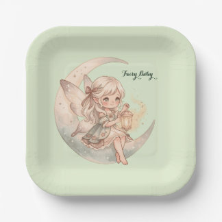 Plato De Papel Niña Hada Estética Bebé
