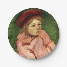 Plato De Papel Niña pequeña en un Beret rojo