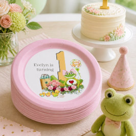 Plato De Papel Niña Rana Caprichosa | Cumpleaños Personalizado