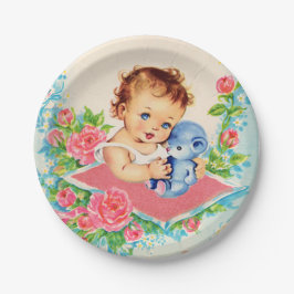 Plato De Papel Niña vieja, ducha de bebé, placas de papel para pa
