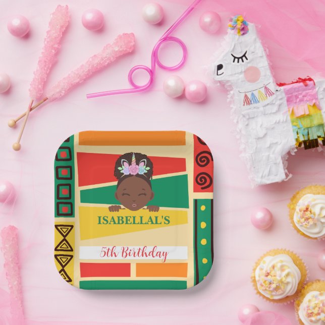 Plato De Papel Niñas afroamericanas modernas Fiesta de cumpleaños (Fiesta)