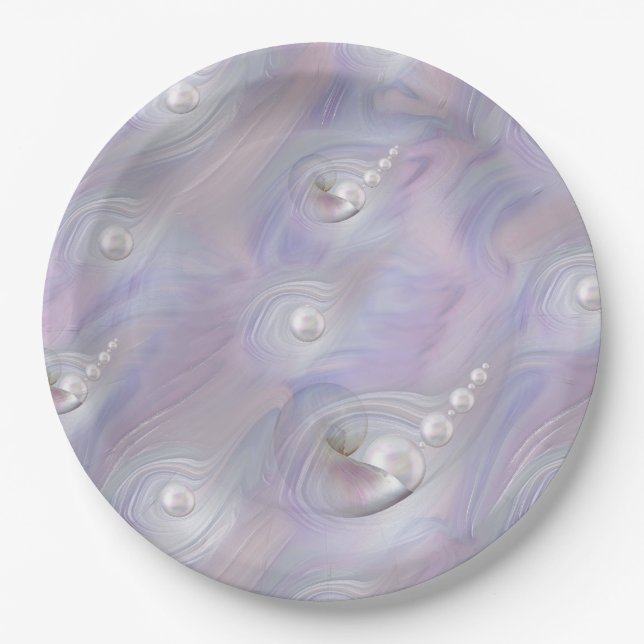 Plato De Papel Niñas Angel que vuelan entre nubes (Anverso)