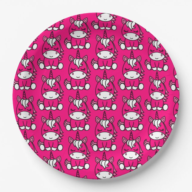 Plato De Papel Niñas Unicorn Pony (Anverso)