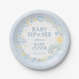 Plato De Papel Niño Acuarela Arcoíris Sorbo y Ve