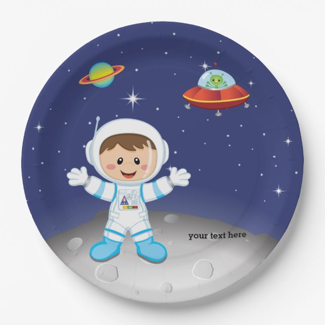 Plato De Papel Niño astronauta (Anverso)
