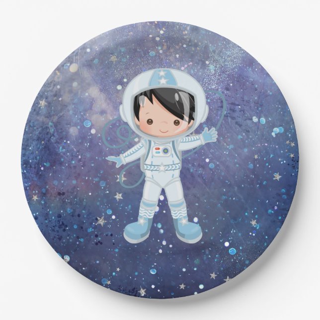 Plato De Papel Niño astronauta Espacio exterior (Anverso)