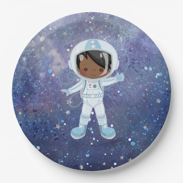 Plato De Papel Niño astronauta Espacio exterior (Anverso)