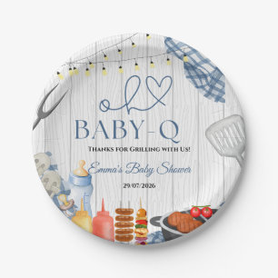 Plato De Papel Niño Baby-Q Rústico BBQ Baby Shower