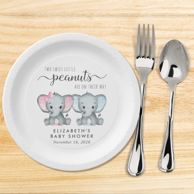 Plato De Papel Niño Chica elefante lindo twitter Baby Shower (Subido por el creador)