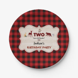 Plato De Papel Niño de 2º cumpleaños de animales de la Woodland d