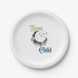 Plato De Papel Niño de la Luna