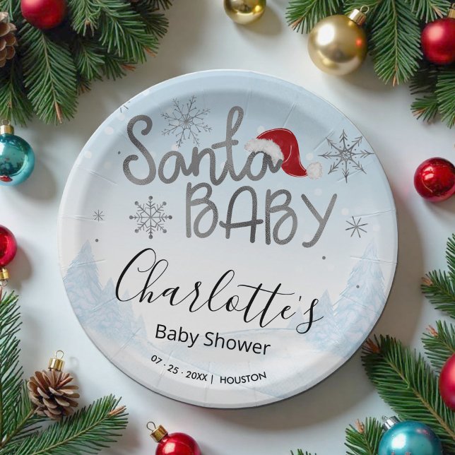 Plato De Papel Niño de Santa Navidad Baby Shower (Subido por el creador)