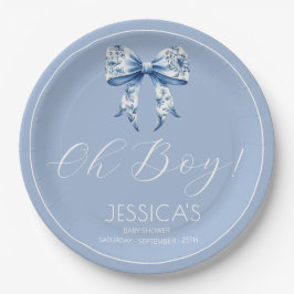 Plato De Papel Niño Elegante Simple Dusty Blue Boys Baby