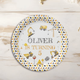 Plato De Papel Niño Fiesta de construcción de camión cumpleaños g