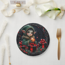 Plato De Papel Niño mayor de edad con abrigo verde