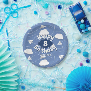 Plato De Papel niño o niña cumpleaños aviones de papel volando