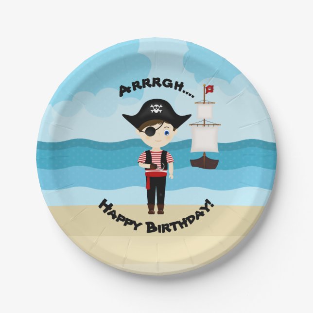 Plato De Papel Niño Pirata (Anverso)