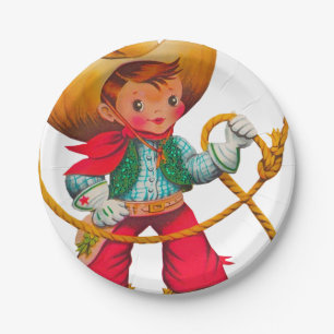 Plato De Papel Niño retro niño vago occidental