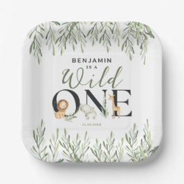 Plato De Papel Niño salvaje de un Safari, Fiesta de primer cumple