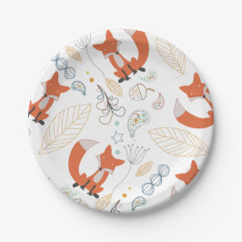 Plato De Papel Niño Woodland Criaturas Fox Acorns Baby Shower