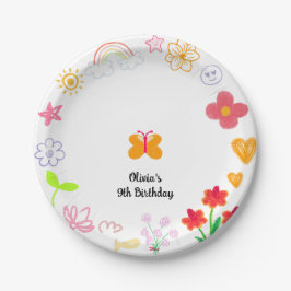 Plato De Papel Niños amarillos y morados Placas de papel de cumpl