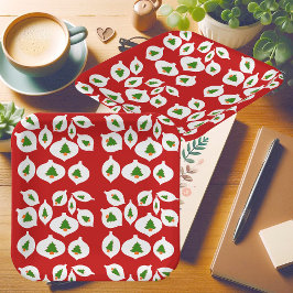 Plato De Papel Niños Árbol verde de Navidad Ornamento Fiesta Rojo