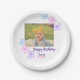 Plato De Papel Niños bebé primer cumpleaños añadir fecha añadir f