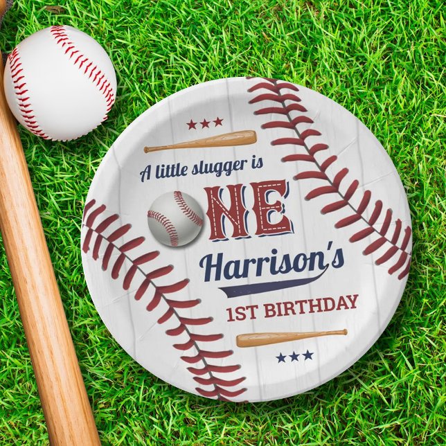 Plato De Papel Niños Béisbol Primer Cumpleaños (Subido por el creador)