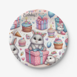 Plato De Papel Niños Bunny Gift Birthday Party Placas