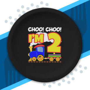 Plato De Papel Niños Choo Choo Tren 2 Años Choo Choo Tengo 2 Años
