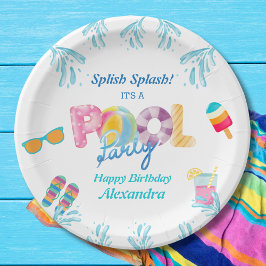 Plato De Papel Niños coloridos Piscina Fiesta de cumpleaños