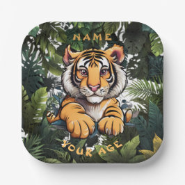 Plato De Papel Niños con león de bebé lindo