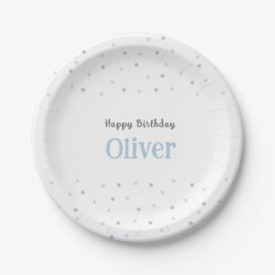 Plato De Papel Niños Cumpleaños Blue Confetti