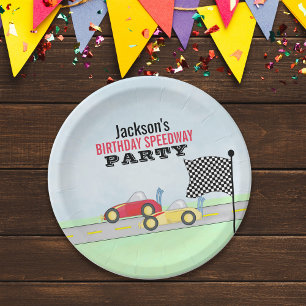 Plato De Papel Niños Cumpleaños Cute Boy Personalizado Carros de 