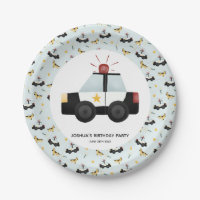 Niños Cute Blue Police Car Toddler Feliz Cumpleaño