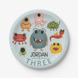 Plato De Papel Niños Cute Divertido Monstruo Niños Fiesta de Cump