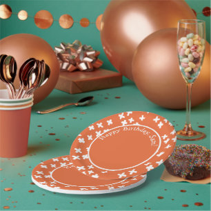 Plato De Papel Niños Cute Plus Rótulo Matemáticas Naranja Blanco