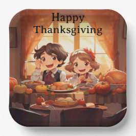 Plato De Papel Niños de Acción de Gracias 7