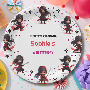 Plato De Papel Niños de estilo Ninja, cumpleaños de niñas