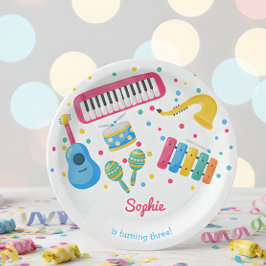 Plato De Papel Niños de instrumentos musicales
