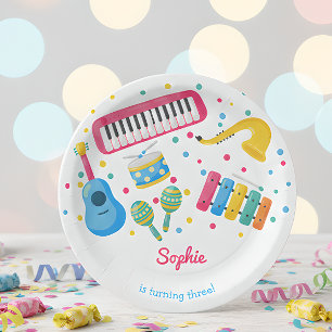 Plato De Papel Niños de instrumentos musicales