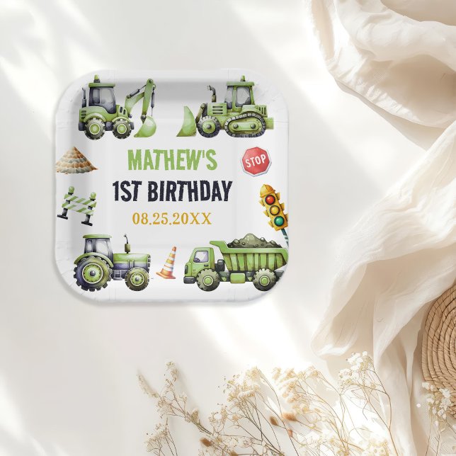 Plato De Papel Niños de la construcción Primer Fiesta de Cumpleañ (Subido por el creador)