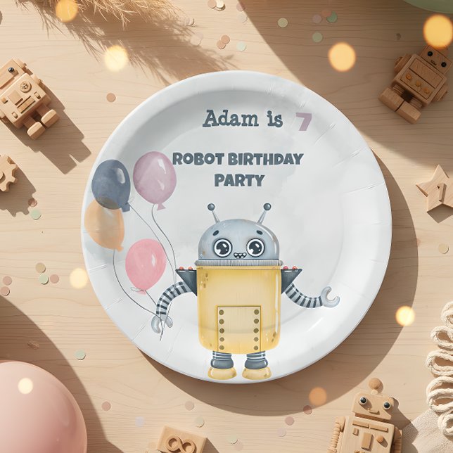 Plato De Papel Niños de la fiesta de cumpleaños Robot (Subido por el creador)