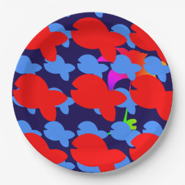 Plato De Papel Niños de peces rojos