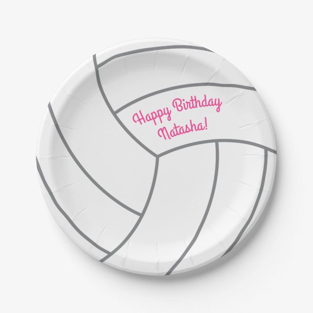 Plato De Papel Niños de voleibol Fiestas Deportes de cumpleaños (Anverso)