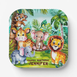 Plato De Papel Niños educados Fiesta de cumpleaños Selva Safari A